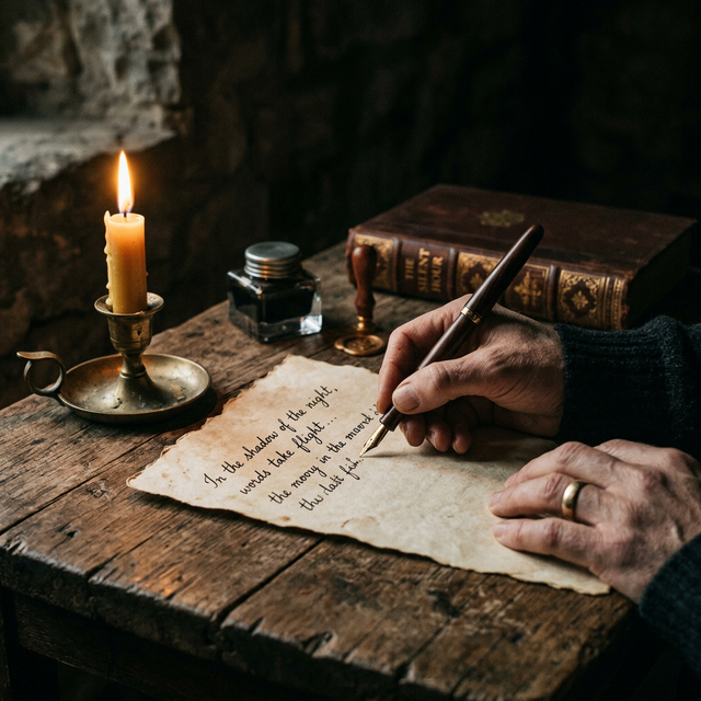 Writing by candlelight